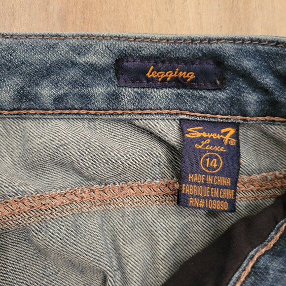 Seven 7 Legging Booty Shaper Jeans Dark Wash Womens Sz 14 - Picture 4 of 11